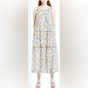 Max Studio Green and Cream Tiered Sundress